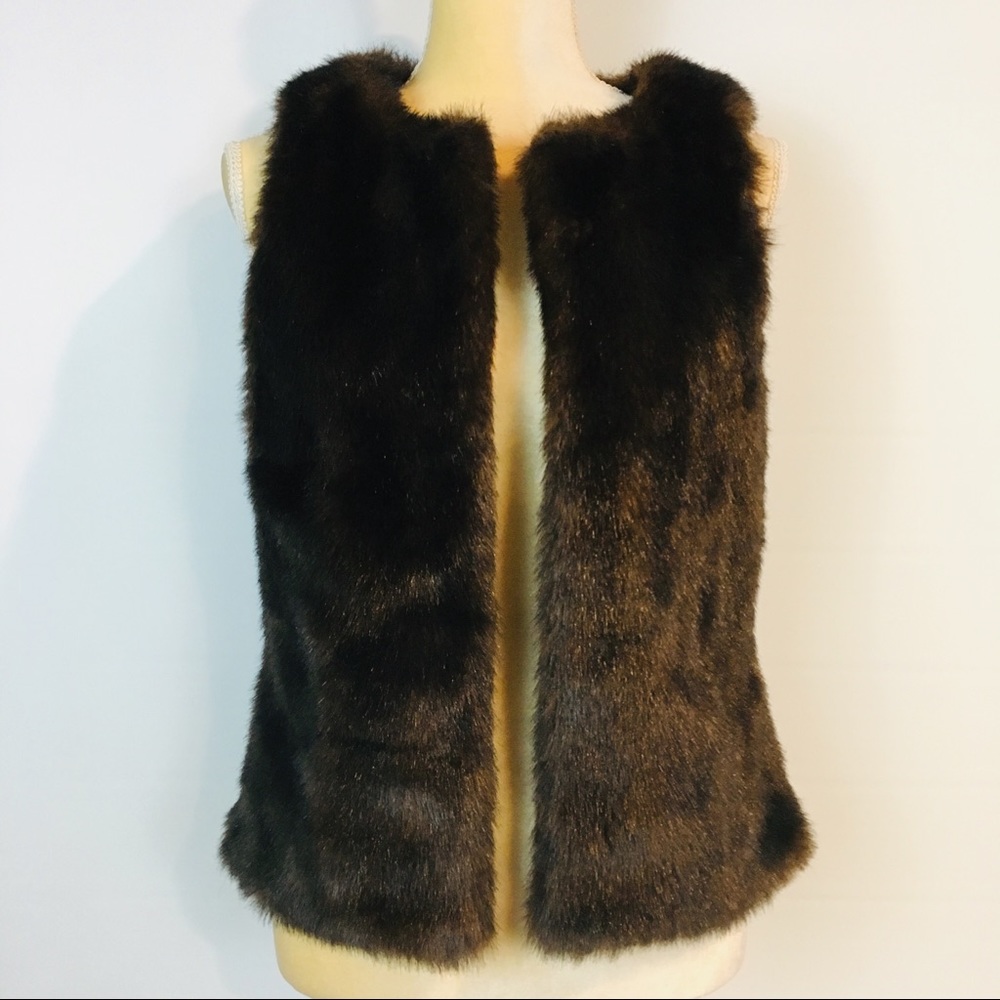 Worthington S Faux Fur Vest Open Front Evening